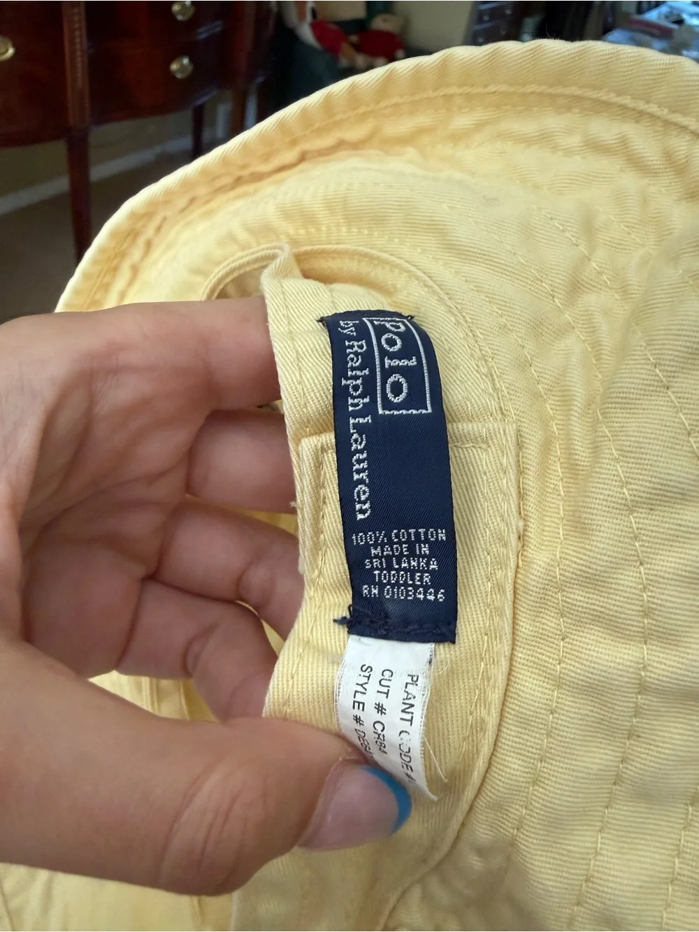 Polo by Ralph Lauren 100% Cotton Butter Yellow Bucket Hat with Plaid TODDLER